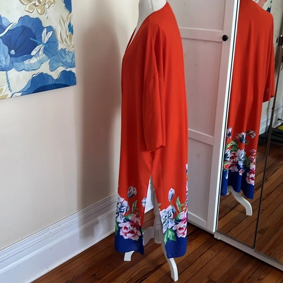 The Pioneer Woman Orange Kimono with Floral Print - Size S/M - Picture 3 of 8
